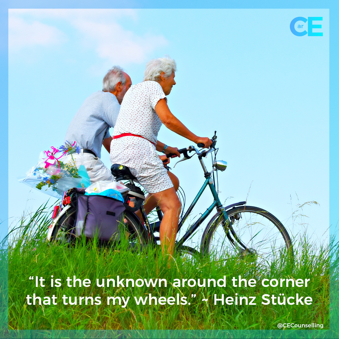 It is the unknown around the corner that turns my wheels. ~ Heinz Stücke ❤️❤️ #Counsellor #anxiety #depression #Alzheimers #Dementia #Carers #TherapistsConnect #support #Grief #Selfcare #love #mentalhealth #couplestherapy