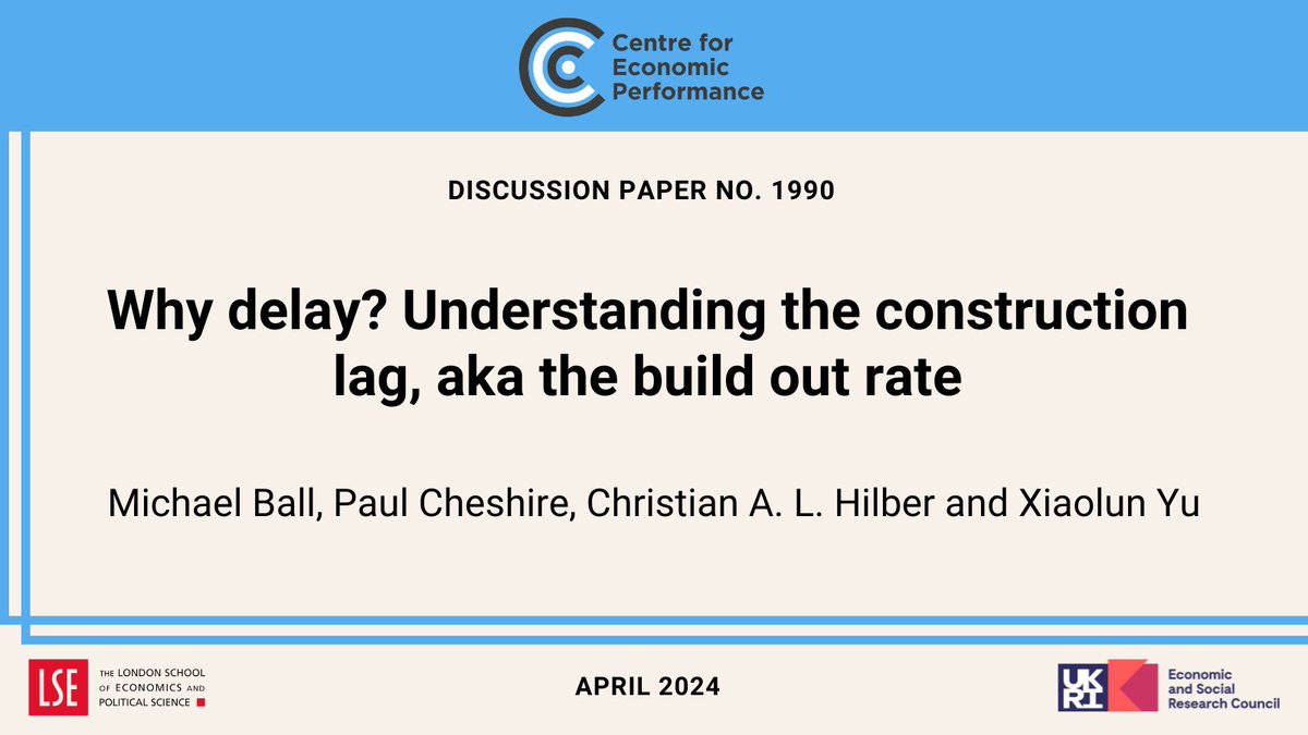 The slow build out rate in England results from both market and policy failures, say Michael Ball, Paul Cheshire @ChrisALHilber and @XiaolunYu Read: ow.ly/5Fcg50RgTCJ