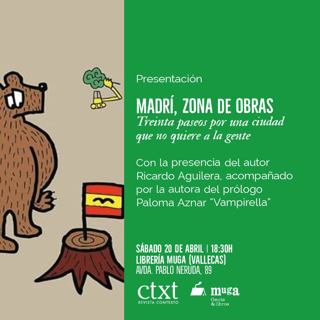 📚 ¡Presentación de 'Madrí, zona de obras'! ‼️Mañana sábado 20 de abril a las 18:30h te esperamos en la presentación del nuevo libro de Ricardo Aguilera en @mugalibros. 🔗 YA LA VENTA en: agora.ctxt.es/tienda/
