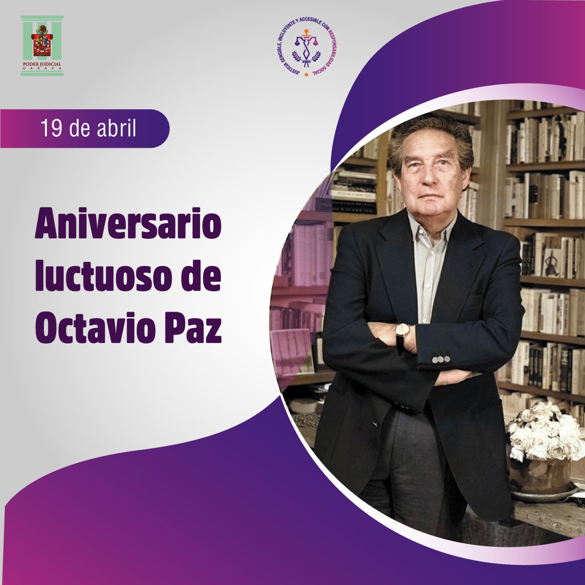 tsjoaxaca's tweet photo. #Hoy conmemoramos el aniversario luctuoso del poeta Octavio Paz, el único mexicano que ha obtenido el premio nobel de literatura 1990. https://t.co/scCAvtrWHH