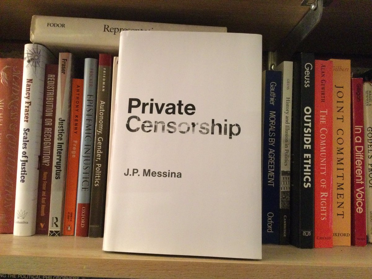 Had a great time talking with @messina_jp about his fantastic new @OUPPhilosophy book PRIVATE CENSORSHIP. Episode of @NewBooksPhil coming in May.