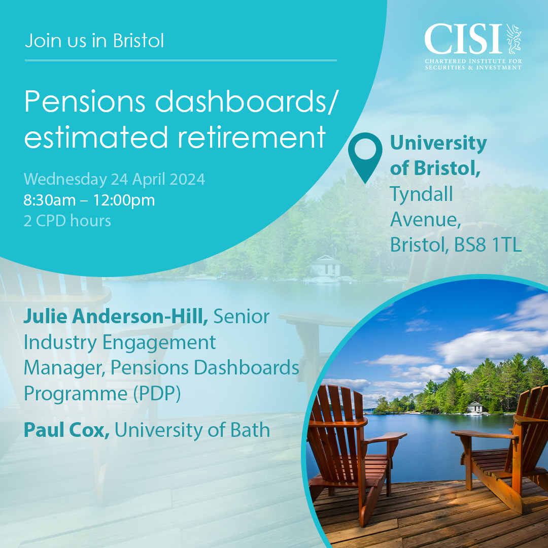 Join us this month and about the forthcoming pension dashboard programme and the opportunity this presents to industry, clients and customers. Book now: cisi.org/cisiweb2/shop/… #financialplanning #pensionsdashboard #retirementincome