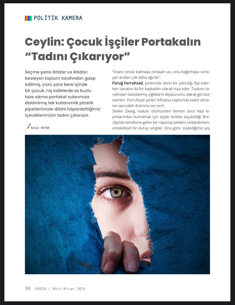 Sevgili @NihatNuyan, çocuk işçilerinin yaşadığı sıkıntıları CEYLİN filmimiz odağında kapsamlı bir şekilde kaleme almış. Filmimizin politik, felsefi, toplumsal derinliklerine dair çıkarımları @Ekoiq dergisinde (Sf.90) ekoiq.com/wp-content/upl…