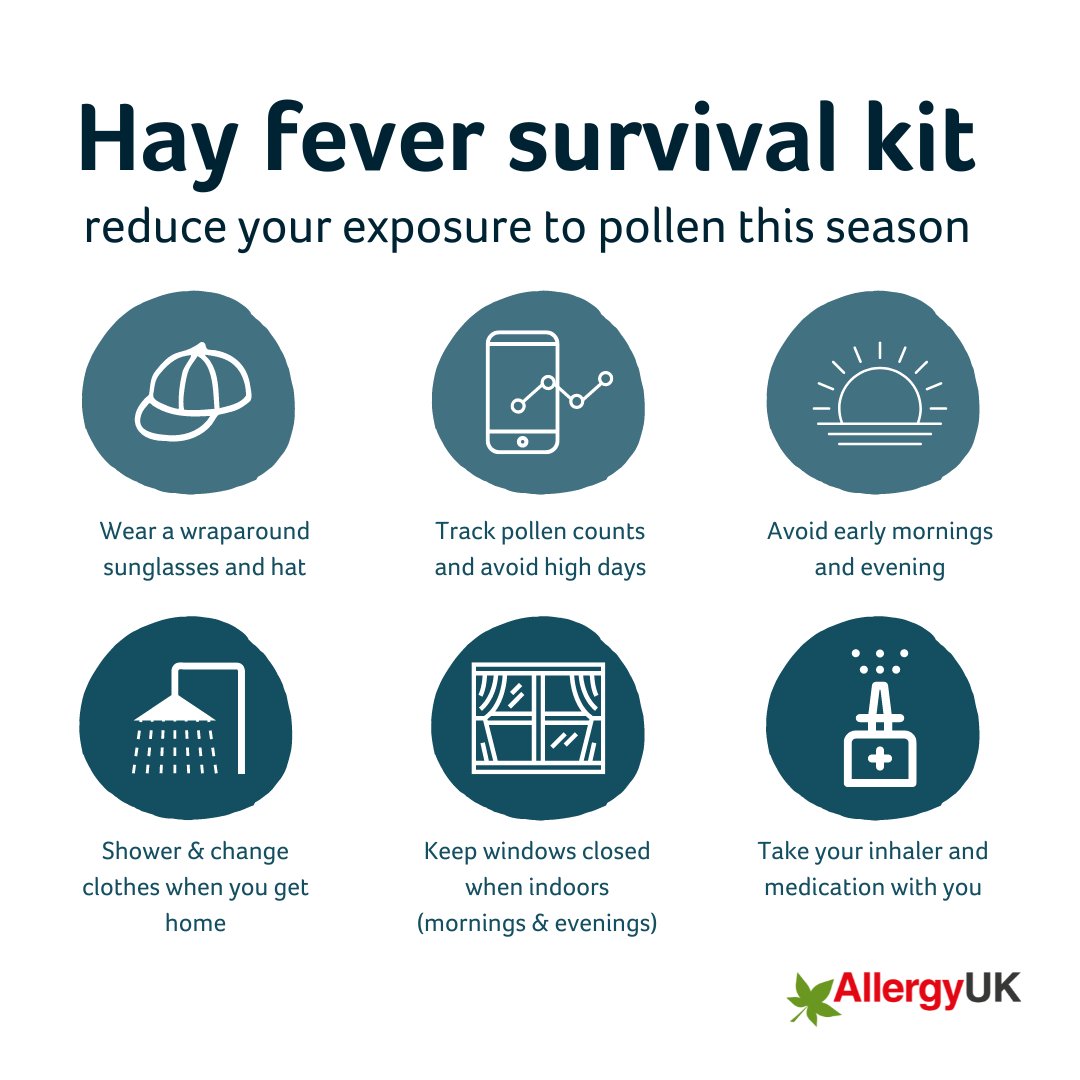 🌳We're in the peak of tree pollen season, with grass pollen soon to follow. We created a handy hay fever survival kit packed with tips to reduce your exposure to pollen this summer. Top tip: Take your treatment two weeks before symptoms usually begin 🔗 bit.ly/3xJVo8W