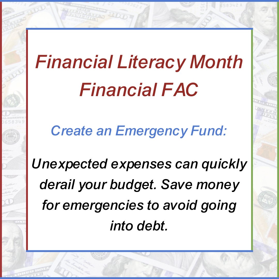 Need help saving for an emergency fund? Make an appointment with our Financial Coach to learn what steps to take to prepare for life's unexpected expenses. Visit bit.ly/FACCoach #FinancialFACs