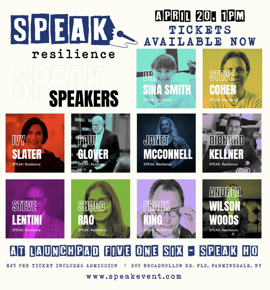 AndreaWilWoods's tweet photo. One more day until you hear stories of #resilience at @speak_event on Saturday, April 20 at 1PM EST in #longisland #newyork. Buy your tickets today! https://t.co/DEbjaYfTO9 https://t.co/onFuJ5A66n