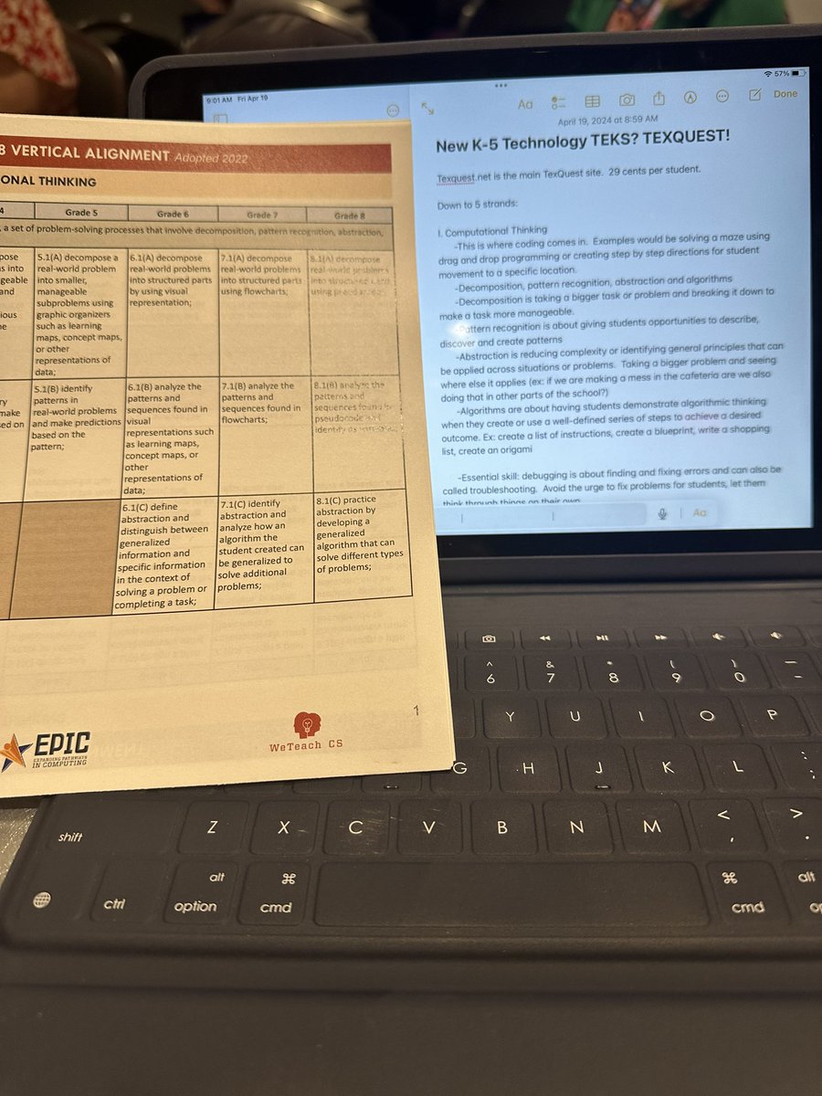 Trying to up my tech game and see how the new technology application TEKS align with programming I do in the library! So much to learn! #txla24
