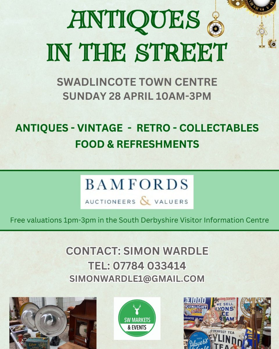 A date for your diary!
The popular Antiques in the Street hits #Swadlincote next weekend  🥳