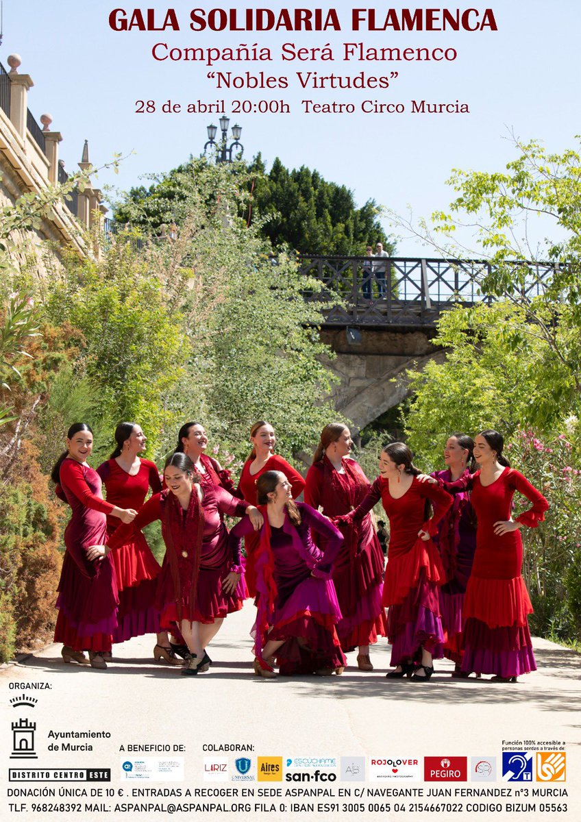 Domingo 28 de abril a las 20:00h Gala Solidaria Flamenca “Nobles Virtudes” a cargo de la Compañía Será Flamenco y a beneficio de <a href="/aspanpal/">Aspanpal Murcia</a> Entradas YA DISPONIBLES #unPocoDeTodosEsMucho #osEsperamos <a href="/juntacentroEste/">JUNTA DISTRITO CENTRO ESTE - MURCIA</a>