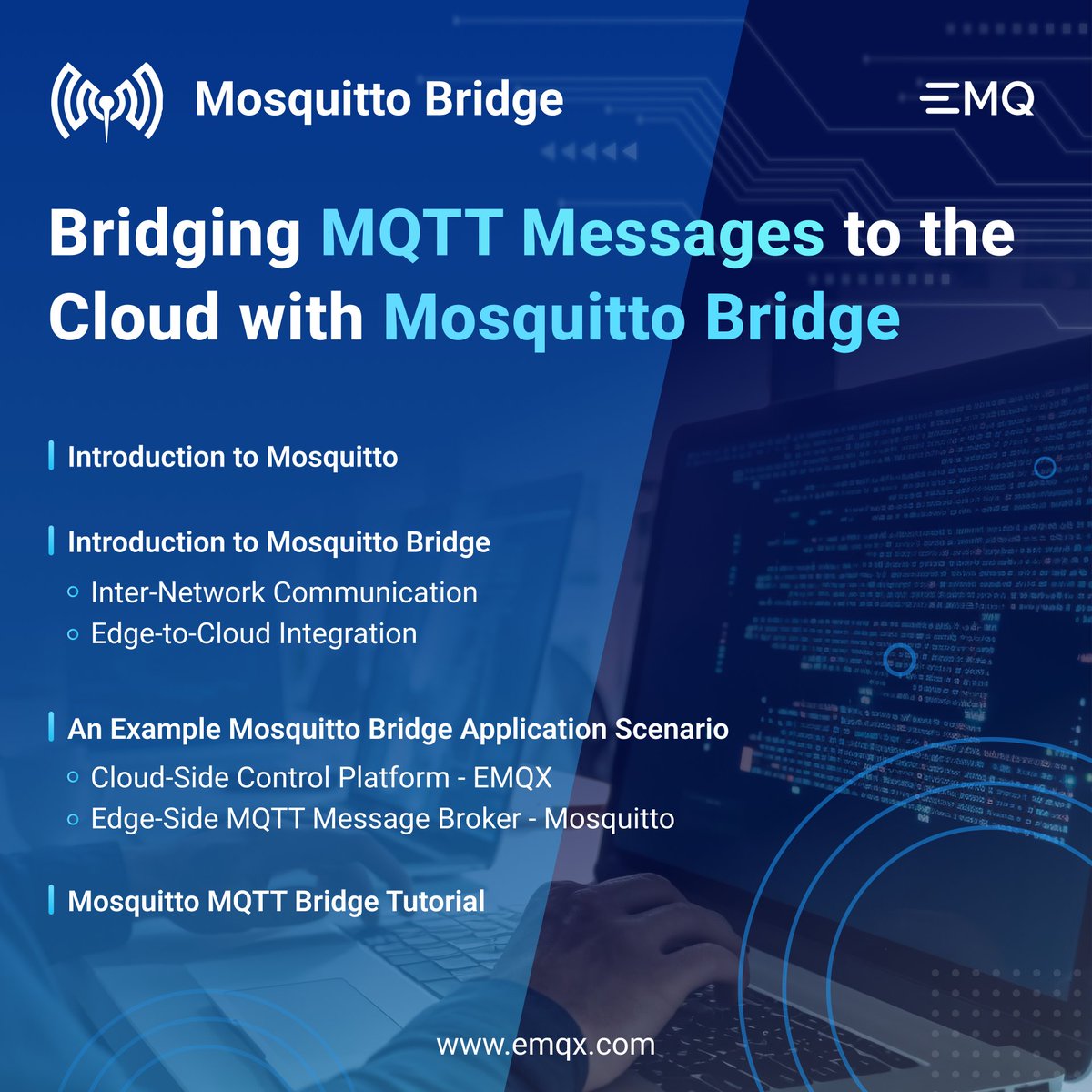 🌉 Learn how Mosquitto's Bridge feature forwards messages between MQTT Brokers for cross-network communication. Our latest blog explores using #MosquittoBridge to link edge MQTT clients with cloud-based #MQTT clusters. Dive in 👉 bit.ly/4b0ki4p