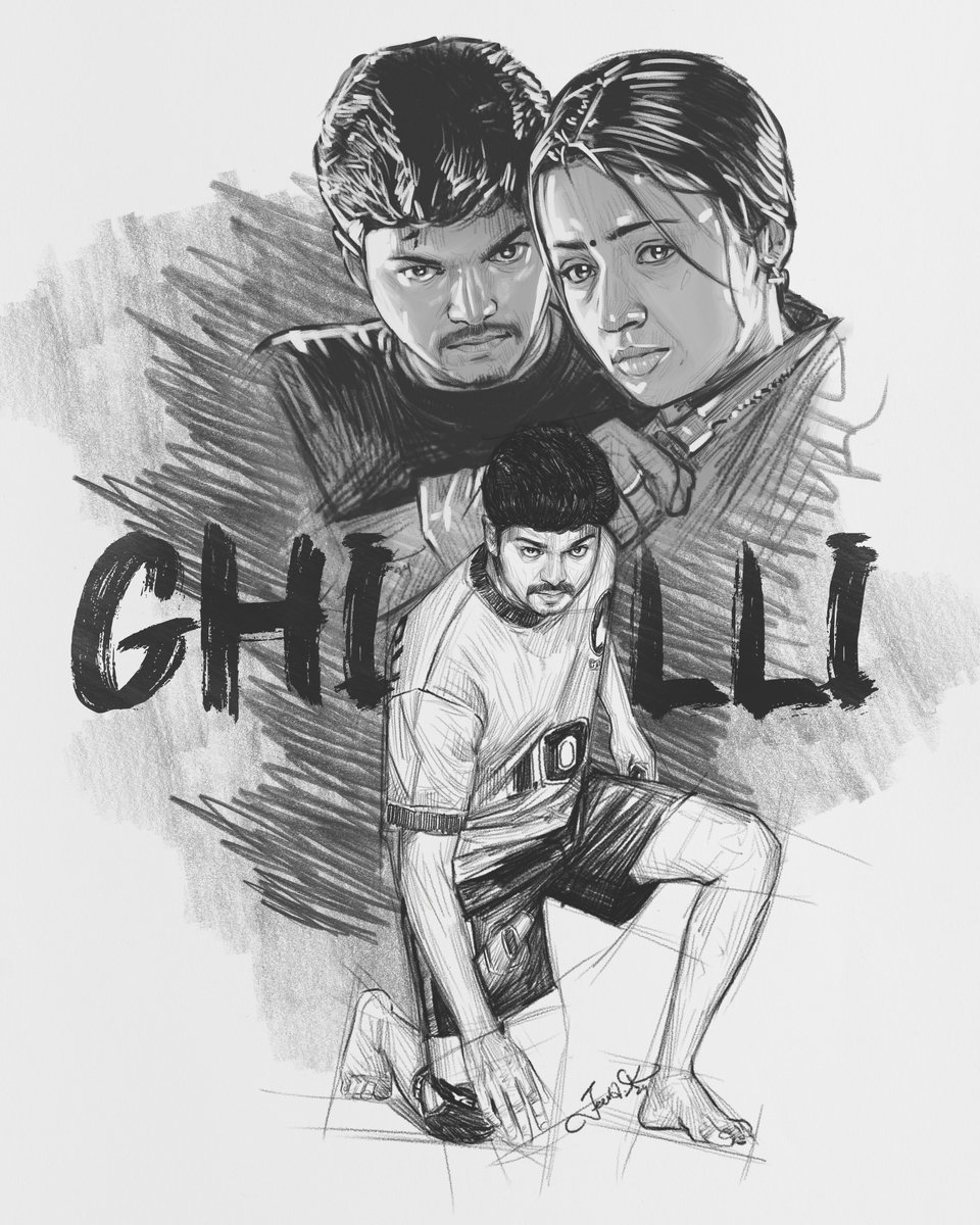 #Ghilli Re-Release #ThalapathyVijay & #Trisha Pencil Sketch 2024 #GhilliFromApril20 #GhilliFestival #GhilliReRelease @actorvijay @trishtrashers