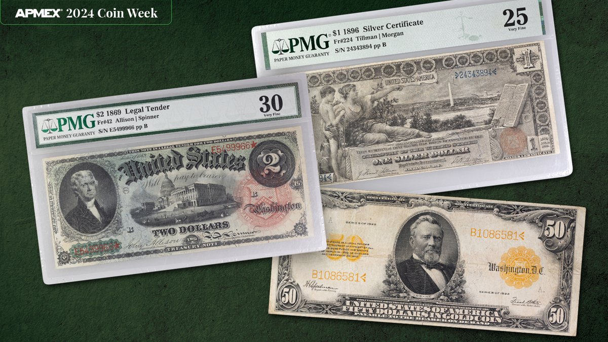 APMEX's tweet image. Another important aspect of National Coin Week is paper currency and banknotes!

Celebrate the 100th Anniversary of Coin Week by exploring our selection of currency!

apmex.com/coin-week

#apmex #coinweek #nationalcoinweek #currency #money #numismatics #banknotes #history