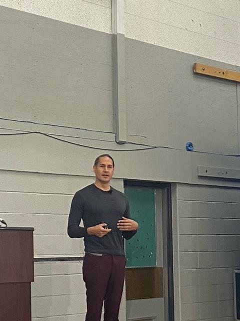 AiMHiBC's tweet photo. A powerful first day of learning with Dr. Dustin Louie, Erin Alec, Gwen Cardinal and Nevada Cardinal! AiMHi hosting "Moving Forward Through a Path of Reconciliation" conference. Looking very much forward to the final day today at the AIMHi gym!#AiMHi #Reconciliation https://t.co/Pe620OyHQt