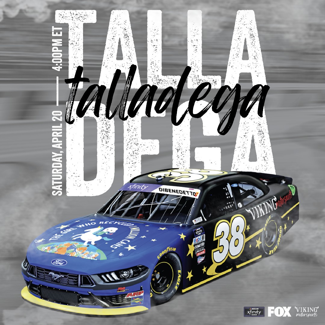 This weekend, we're at Talladega Superspeedway, kicking off the excitement with qualifying tonight at 5:30 pm. Tomorrow, catch Matt in the fan zone for a storytime session at 10:30 am, followed by the race at 4:00 pm 🏁 #Talladega #VikingMotorsports #NASCAR #XfinitySeries