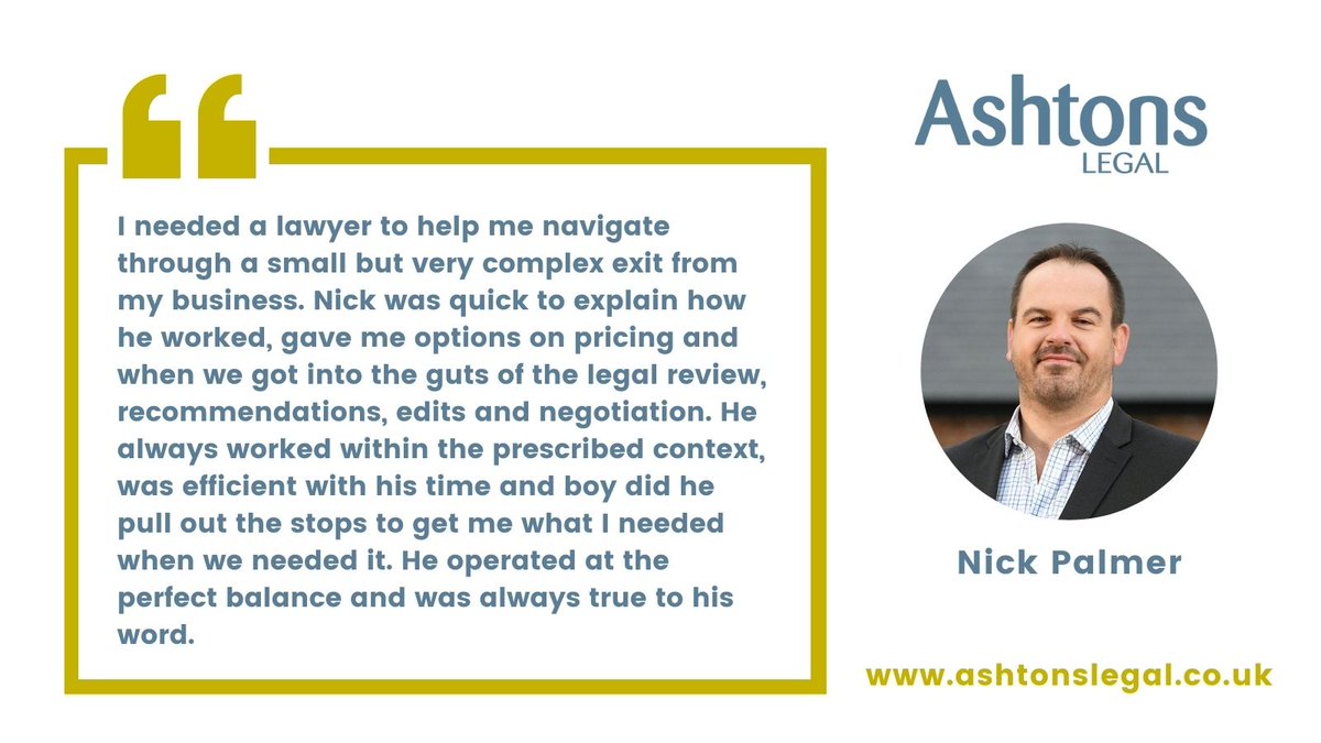 Wonderful #feedback for Nick Palmer in our Corporate and Commercial team. Nick leads our Owner-Managed and Family Businesses team. Find out how our #Corporate team can assist your business: ow.ly/oM0J50RjBP0
