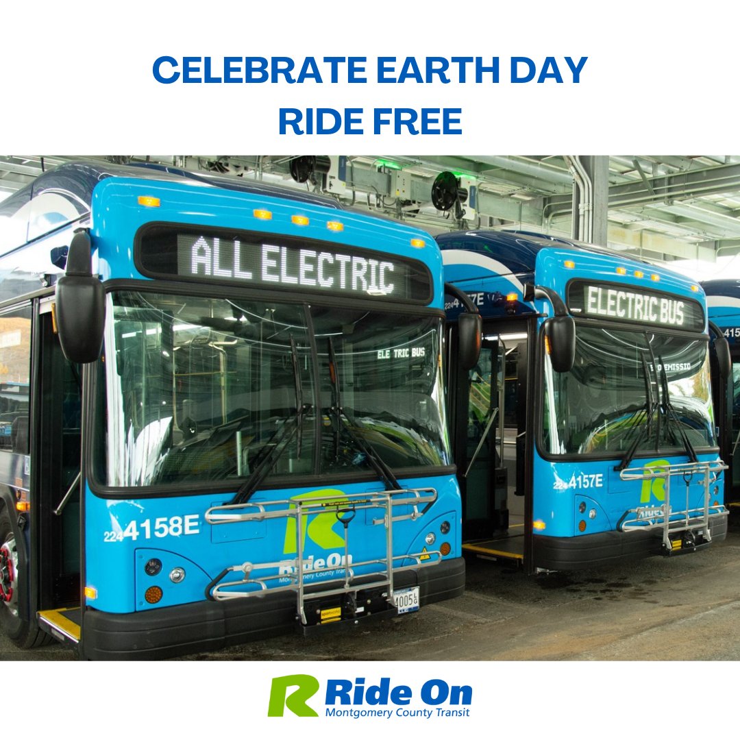 Celebrate Earth Day with Ride On! Enjoy free fares on Monday, Aprill 22. #EarthDay #EarthMonth #RideOn #RideOnMCT #MCDOT