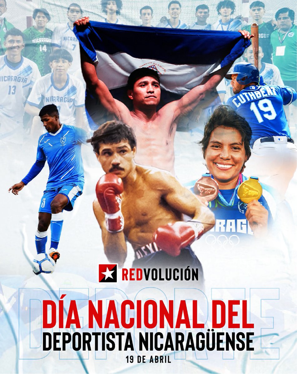 #SomosRed | Hoy 19 de abril celebramos el Día Nacional del Deportista en honor y en conmemoración al natalicio de nuestro Tricampeón de boxeo: Alexis Argüello, quién es un referente de orgullo patrio 🥊 #MadrizEnRevolución #SomosVictoriasVerdaderas