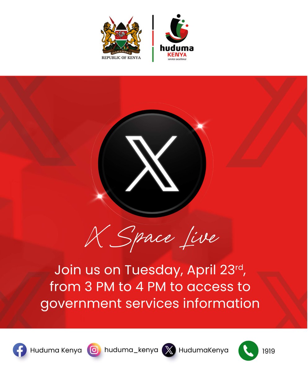 X Space Live Join us on Tuesday, April 23rd, from 3 PM to 4 PM to access to government services information