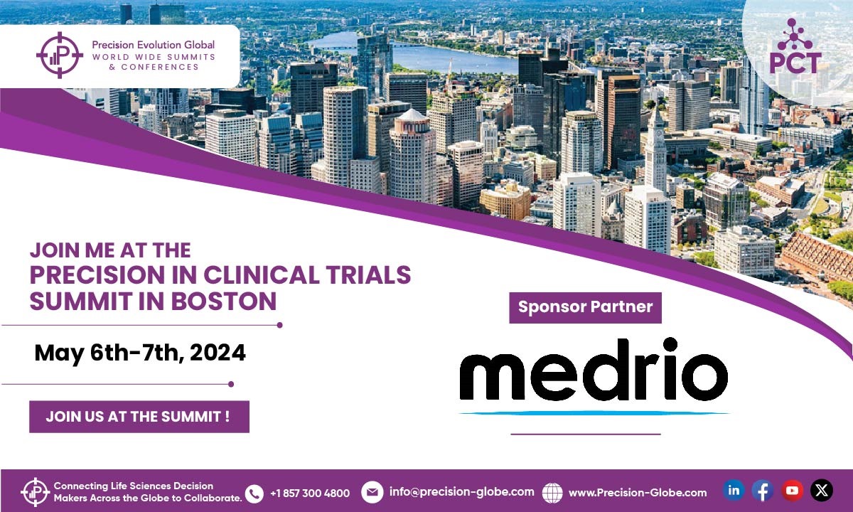 We are pleased to welcome @medrio to the upcoming #BOSTON #PCTSUMMIT on May 6th-7th

#Clinicaltrials #DIgitalHealth #DataManagement #Biostats #ClinicalDevelopment #Pharma #Biotech #AI #ML #Events #Summits #ClinicalTrials #DCT #Biopharma #Medtech #MedicalDevices