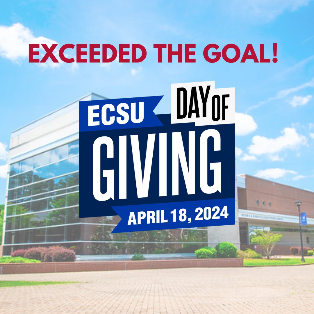 Because of YOU we not only met our $100K goal, we exceeded it! Thank you for your support! The total amount raised is coming soon. Stay tuned! 
#ECSU #VikingPride #DayOfGiving #ToLiveIsToLearn