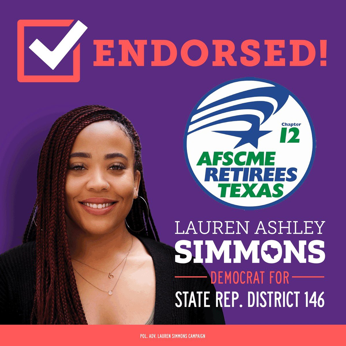 @AFSCME_retirees are leading the fight for retirement security for working people – and that’s a hard fight every day in Texas and one that I have huge respect for. I am honored by your endorsement. Thank you! #HD146 #txlege