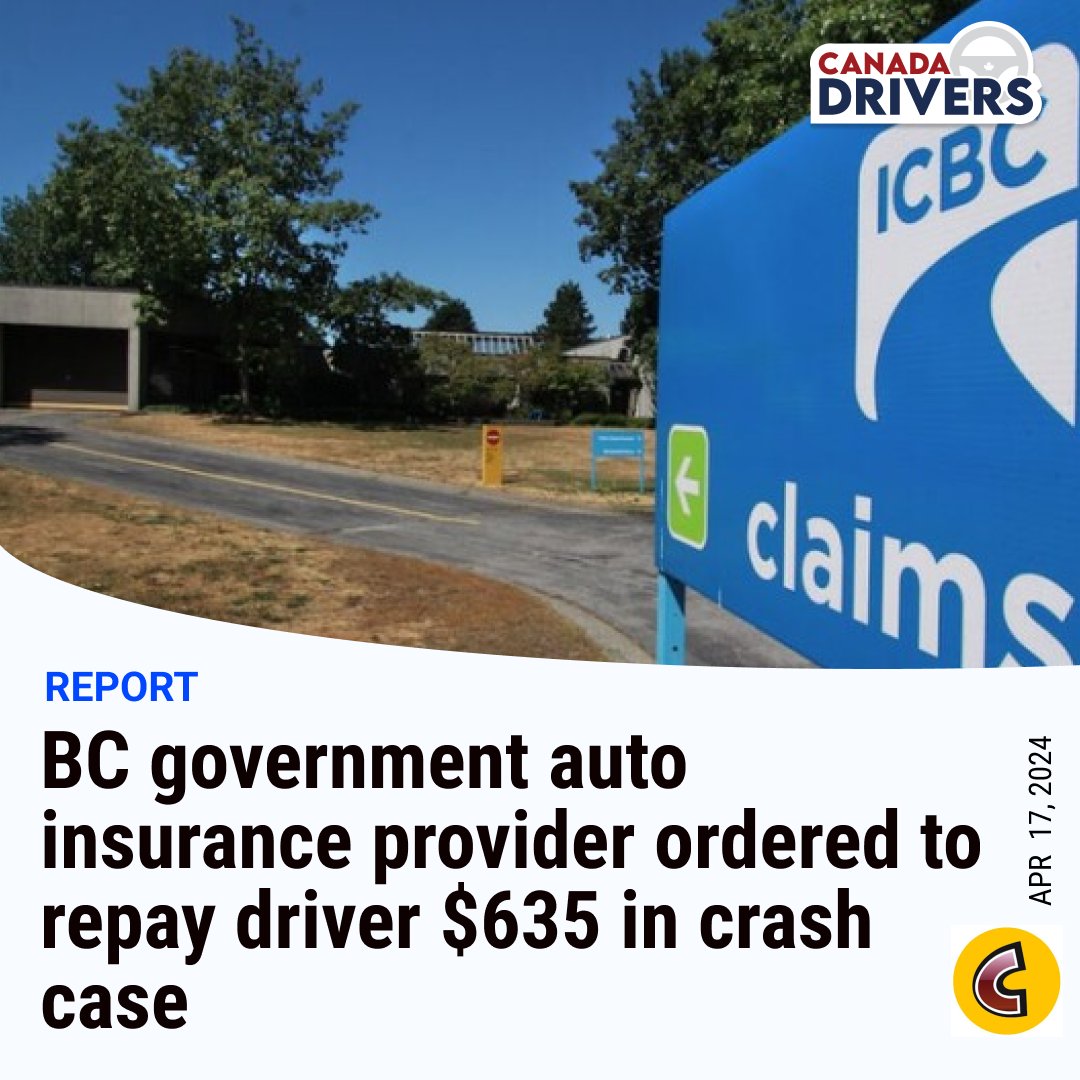 A THREAD 🧵

B.C.'s Civil Resolution Tribunal has ordered the BC government auto insurance provider ICBC to reimburse a driver $635 after an incident involving a cyclist. 1/4