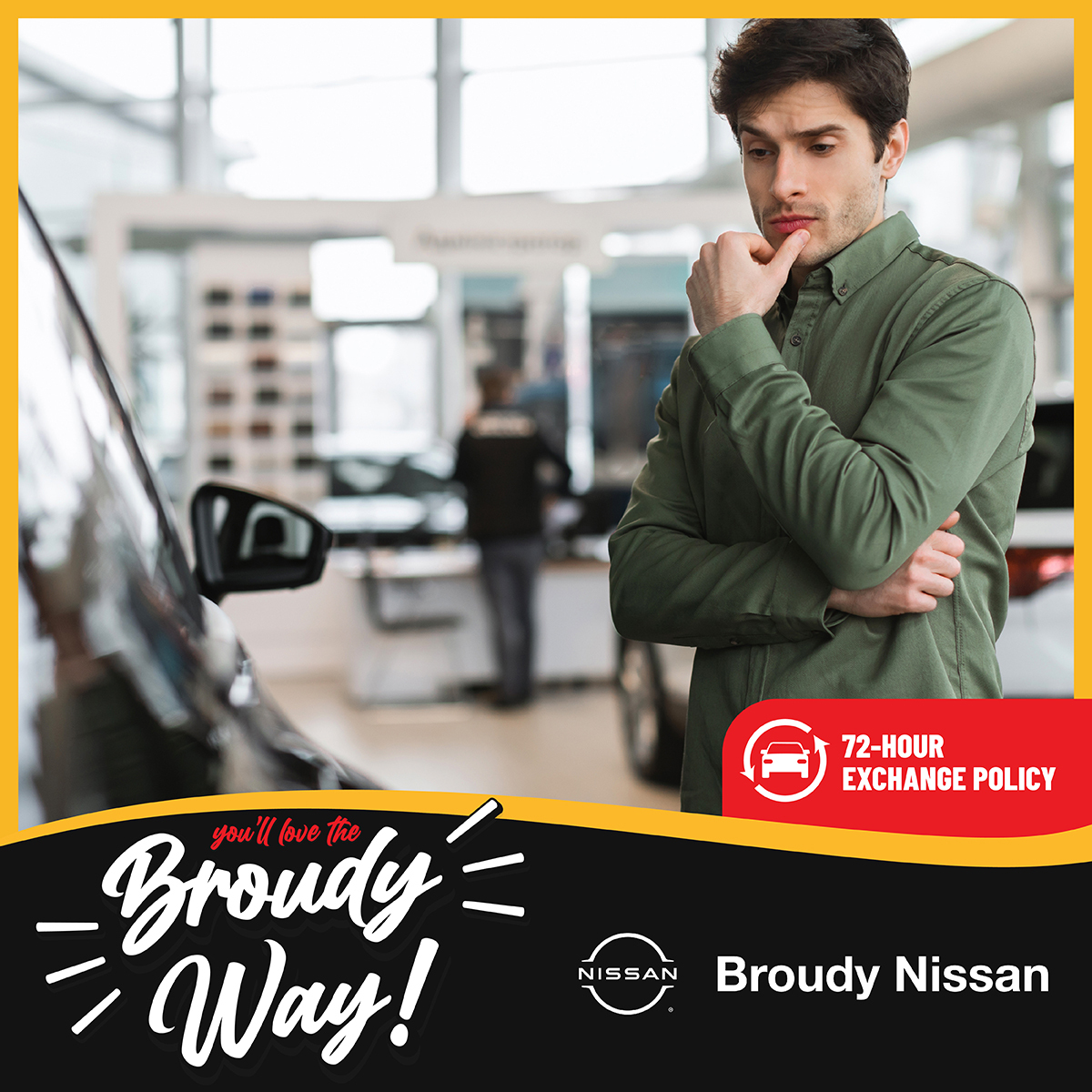 Discover peace of mind with Broudy Nissan's 72-hour exchange policy🌟

Visit Broudy Nissan today & ask about the Broudy Way✅ (link in bio)

#BroudyNissan #Ardmore #Nissan #NissanOklahoma #ArdmoreOklahoma #NissanUSA #NewVehicles #UsedVehicles #2024Nissans #BroudyWay