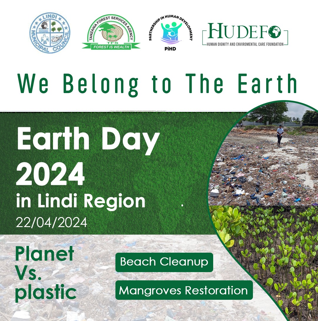 We care about our environment because we belong to the Earth.
On 22 April 2024 (Earth Day)
TFS, Lindi Mc Council, @HUDEFO
and @Pihdtanzania, we will celebrate the day by conducting 'Community (beach) cleanup and prepare Mangrove tree nursery.
#PlasticsVsPlanet