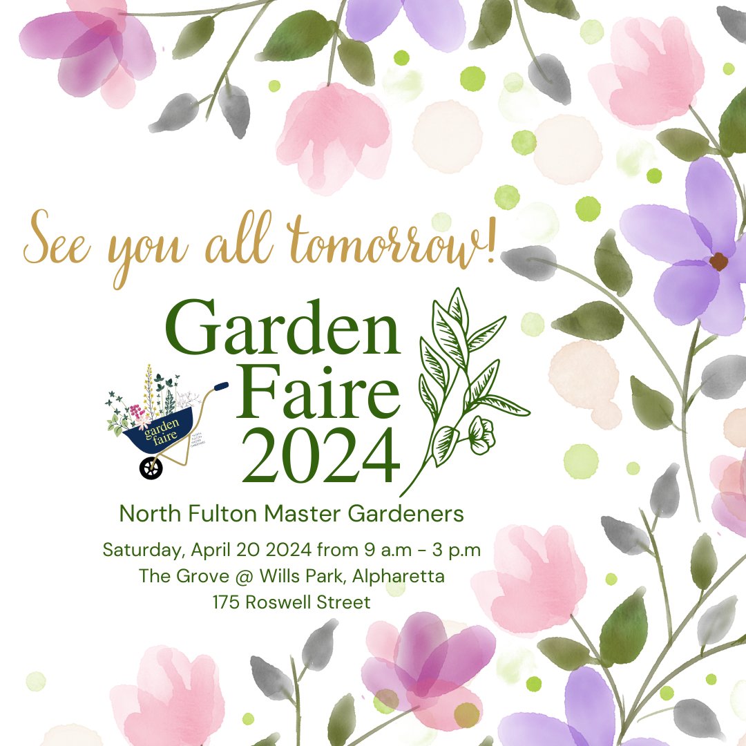 Can't wait to see you all tomorrow!
Get ready for the ultimate gardening extravaganza as we bring you plants, educational and fun activities and many many more. There'll be something for everyone!
@fultoninfo <a href="/uga_fulton_ext/">UGA Extension Fulton County</a>
#gardenfaire #gardeninspiration #gardenlife #springsale