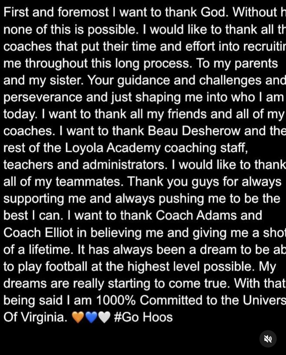 Virginia picks up a nice commitment from 2025 3 ⭐️ athlete Donovan Robinson. 🔷⚔️🔶

Chose the Hoos over offers from Arizona, Missouri, Iowa State, and others.
