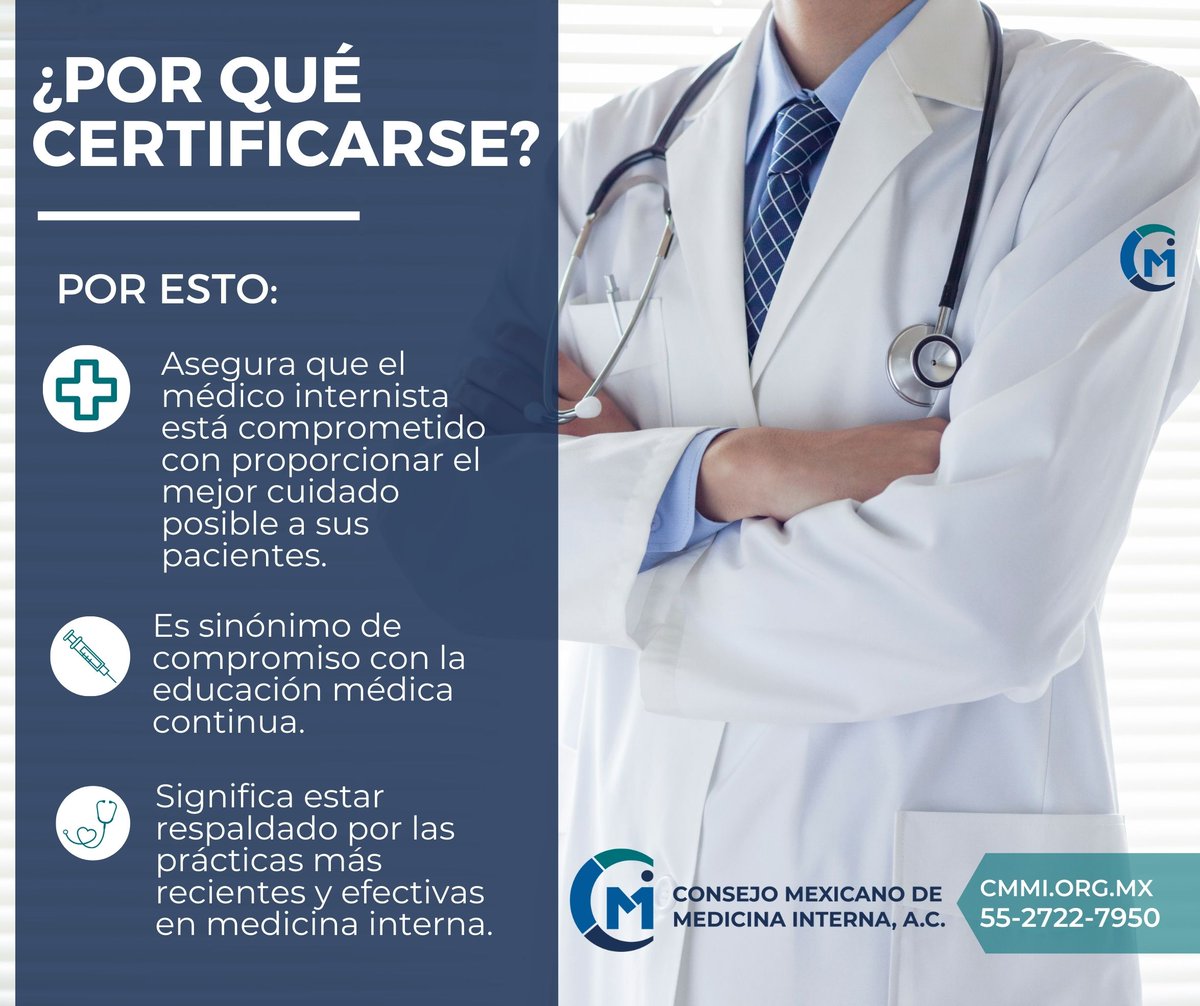 ¿Sabes si tu médico internista tiene vigente su CERTIFICACIÓN? Aquí puedes comprobarlo: cmmi.org.mx/medicos_certif… #CMMI #medicinainterna #internistascertificados #lacertificaciónsalvavidas #soyinternistacertificado