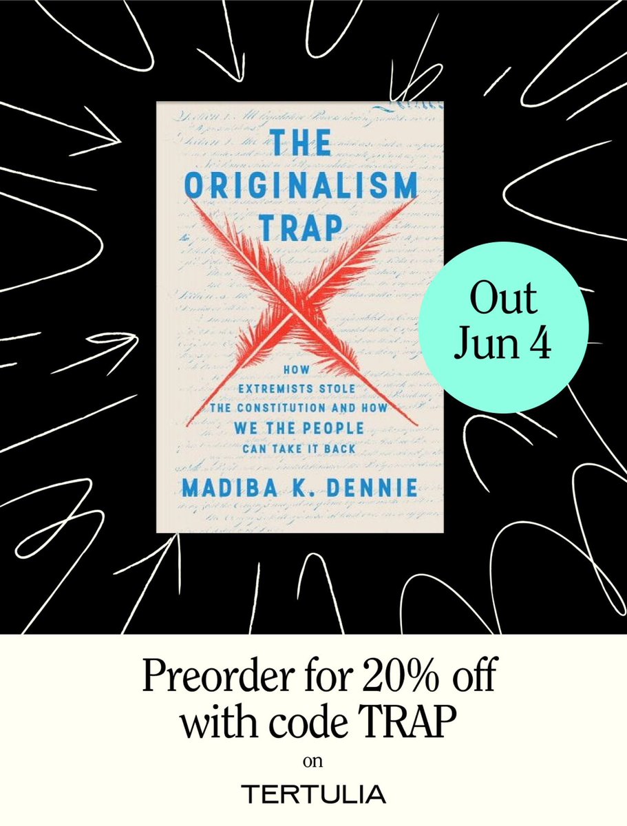 Y'all have 10 more days to enter the Goodreads Giveaway to win a free print copy of The Originalism Trap! ...or if leaving things to chance is not your style, go ahead and preorder on Tertulia & get 20% off with the promo code TRAP Y'know, for safety 😇 tinyurl.com/getthetrap