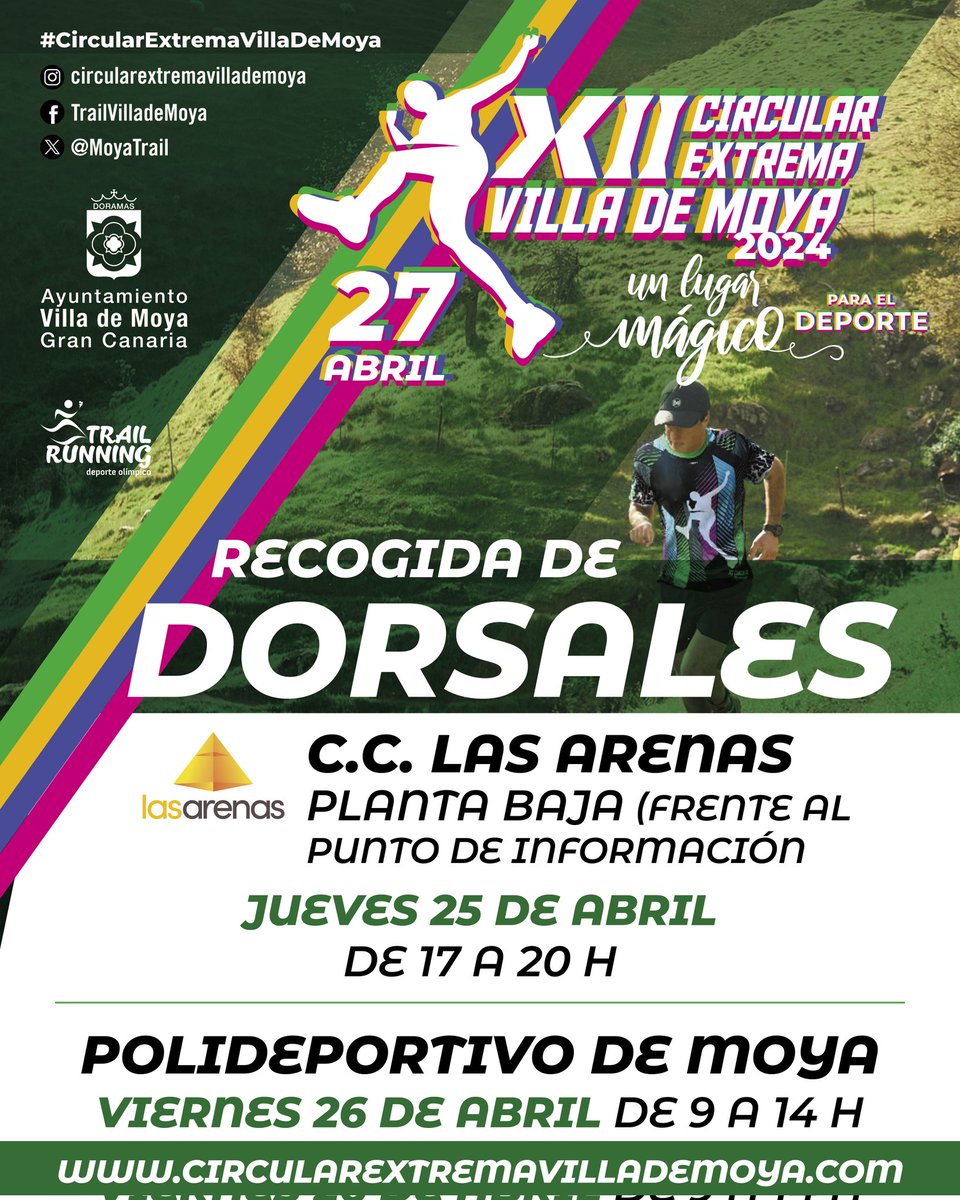 ‼️‼️ Atención‼️Los dorsales para esta #circularextremavillademoya se entregarán el 25 y 26 de abril.
