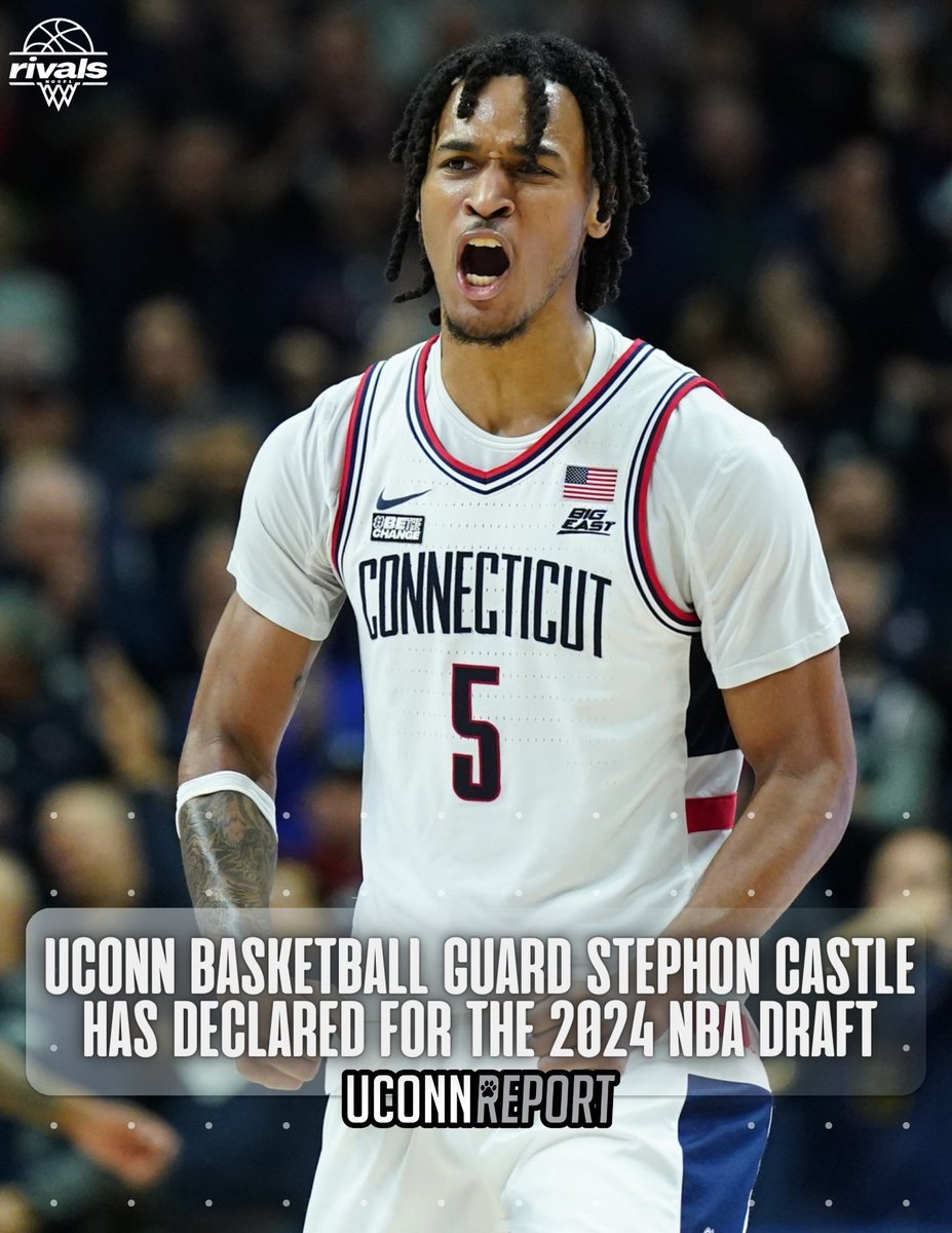 Former @RivalsHoops 5⃣⭐️ / #UConn starting guard @StephonCastle has declared for the 2024 NBA Draft per @wojespn. 👉 tinyurl.com/452mrpkv