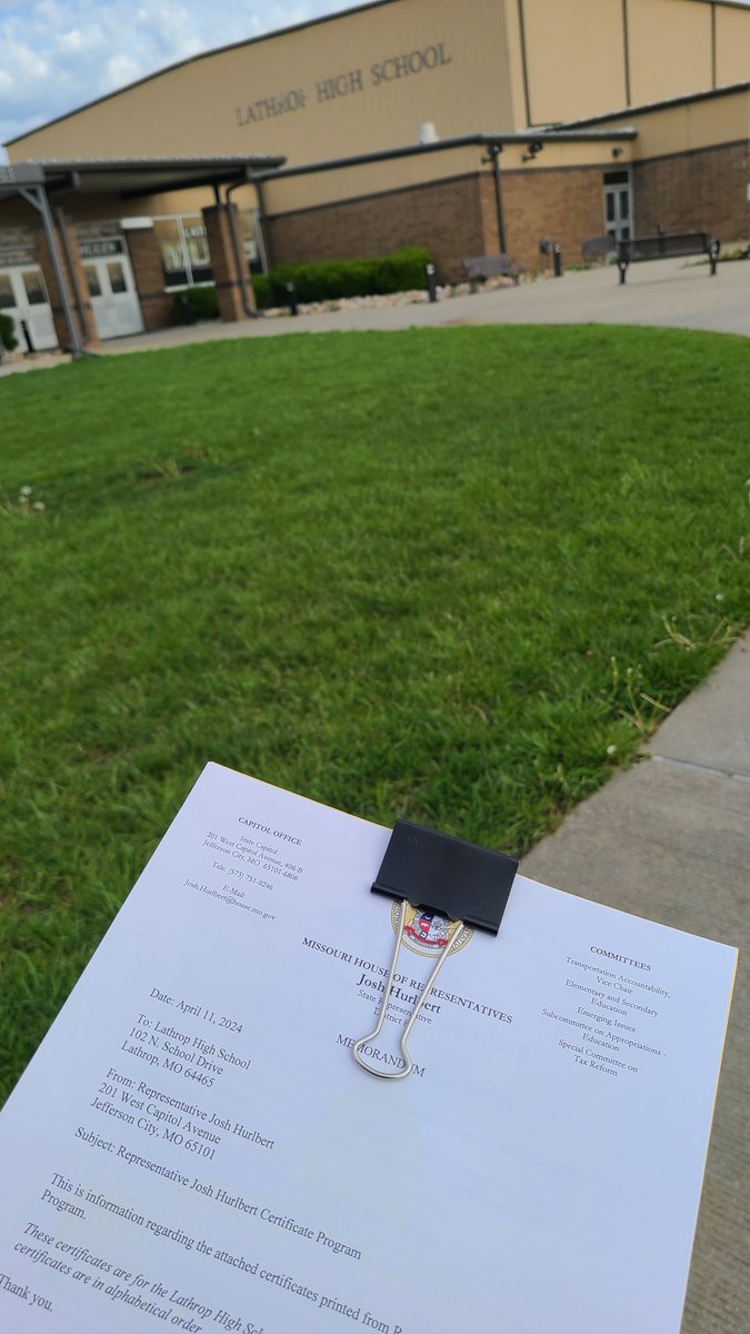 I'm running around the district this morning delivering graduation certificates for all the seniors in the 8th. Congratulations to the Class of 2024!