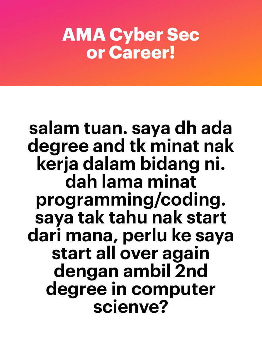 Rasa coding ni tak perlu sampai ambik degree kot sebagai permulaan. Boleh belajar tepi-tepi. @alserembani mungkin boleh tolong beri panduan sikit