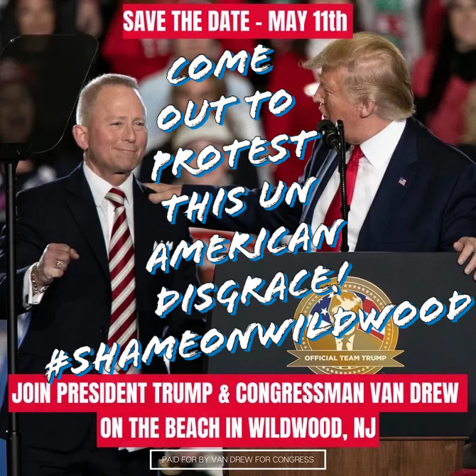 TrillOfTruth's tweet photo. New Jerseyans must send a clear message to the city of Wildwood on 5/11 that even though the worst potus in history owns a golf course (cemetery tax write off๐) in our state, we donโt want him here!
#ShameOnWildwood
#KeepNJBlue
#ProtestWildwoodTrumpRally https://t.co/owT0TU1gts