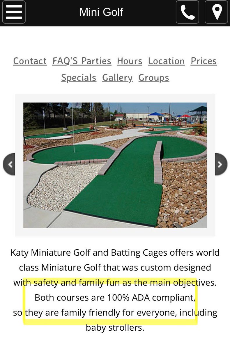 AccessMiniGolf's tweet photo. Well done to @KatyMiniGolf (Katy, TX) for having good accessibility information on their website. https://t.co/xN1xNg0AFb
Good information benefits everyBODY!
For information about accessibility, visit our website: https://t.co/6xXvPCvWgg
#AccessMiniGolf ♿️⛳️ https://t.co/Qcd26pDuyz