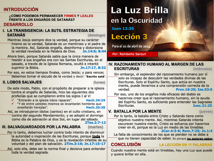 rembertosarzuri's tweet photo. 📢 ¿Cómo podemos permanecer firmes y leales frente a los engaños de Satanás?
✅¡Repasemos la #LESAdv 3!  
✅#PrimeroDios 
✅Compártelo!!!! https://t.co/VFNqp9xR5g