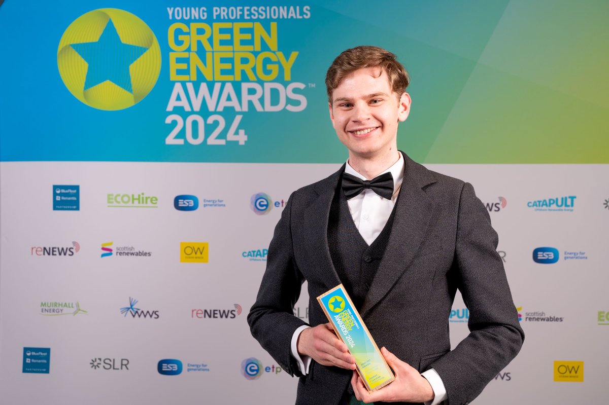 Congratulations to our former MSc in Marine Renewable Energy student Stephen Crawshaw, who has been announced as the winner of the 'Analyst Award' at this year's @ScotRenew Young Professionals Green Energy Awards. 📸Tim Winterburn Photography #HeriotWattUni @thewattclub