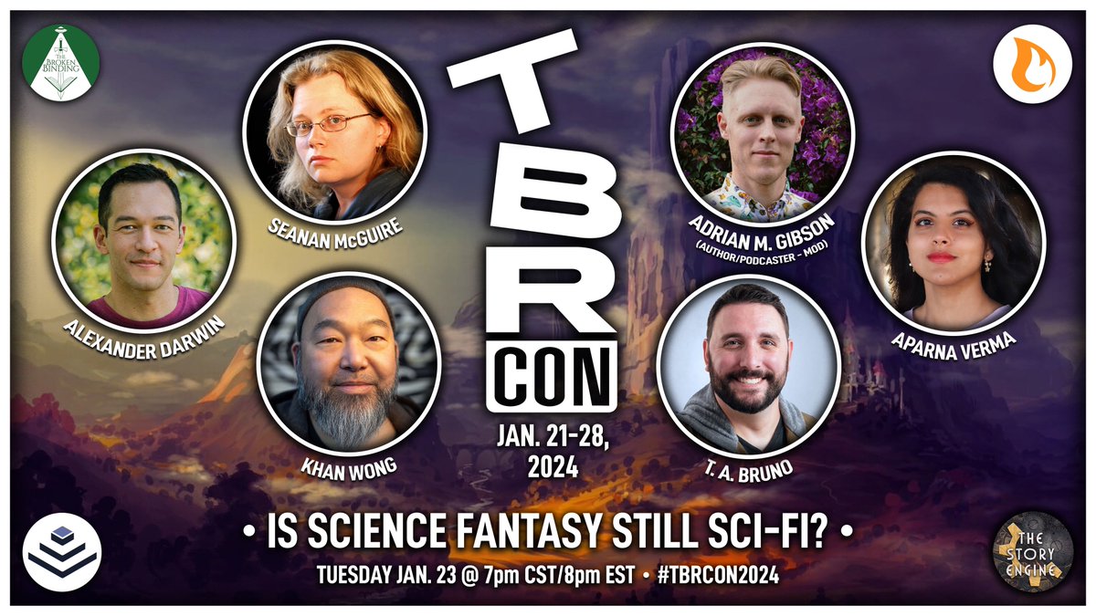 🌟#TBRCon2024 Highlight🌟
Audio of the “Is Science Fantasy Still Sci-Fi?” panel with @adrianmgibson @seananmcguire @Spirited_Gal @combatcodes @TABrunoAuthor & Khan Wong is now available on our podcast feed! 

Stream/download/watch:
linktr.ee/SFFAddicts
youtube.com/live/HDL7Dy6tu…