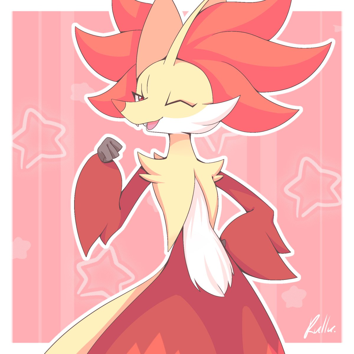 94. '힘내자!'     ['がんばろう！']
#pokemonfanart #ポケモンイラスト #Delphox  #マフォクシー