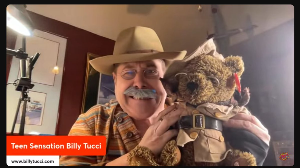 Teddy Roosevelt showed up to Thursday Night LIVE with @BillyTucci!! Who knew he was a SHI fan! Incase you missed it, checkout the episode here! youtube.com/live/RiMDqkkVJ… Credit to @kevinryanmedia for the screenshot! @NileScala @andysmithart @gnolan12 @FragaBoom @aaronlopresti…