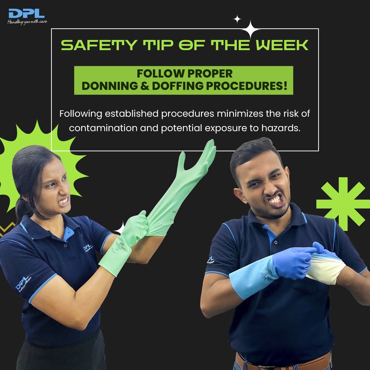 This week's #SafetyTipoftheWeek: Follow proper Donning & Doffing procedures!

Did you know that simply wearing gloves isn't enough? Proper Donning (putting on) and Doffing (taking off) procedures are essential for comprehensive hand protection. 

#WorldDayForSafetyAndHealthAtWork