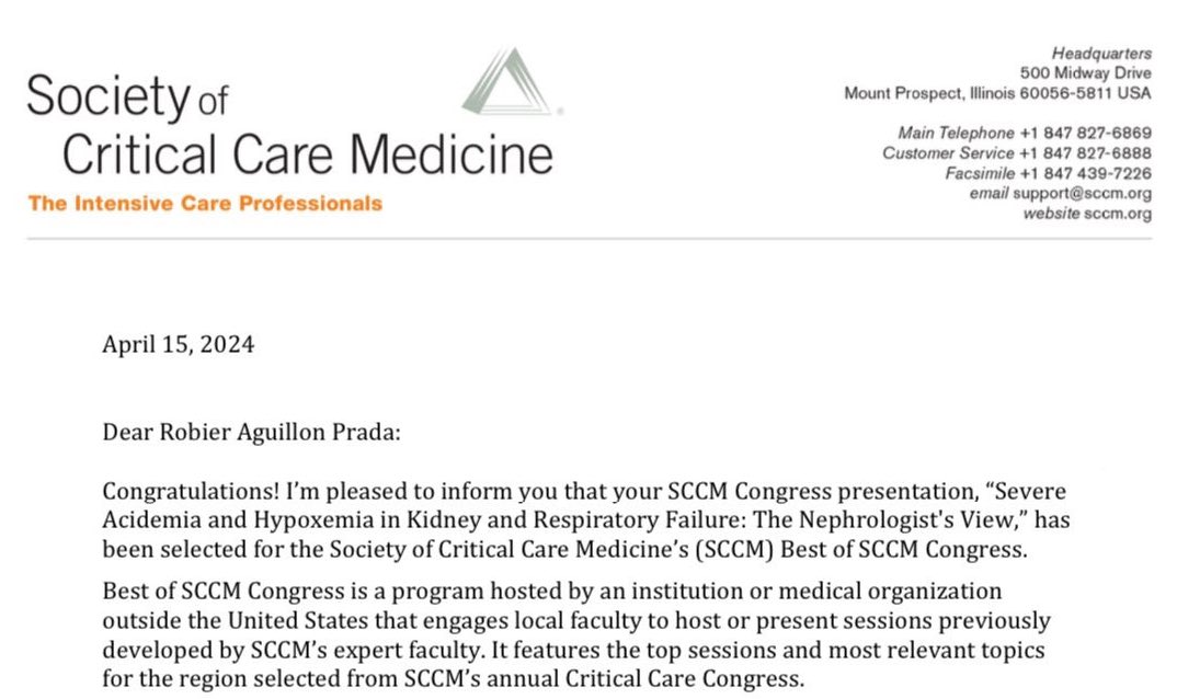 Congratulations to #MedEd #PCCM @RobierAguillonP recognized for his outstanding @SCCM session and selection as Best of SCCM Congress for his session! 🥹 🙌🏼 #SCCM2024