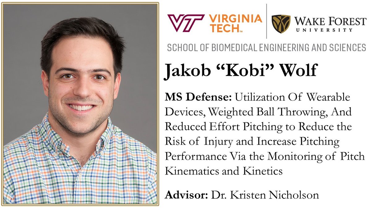 WakeBME's tweet photo. 👏Congratulations to MS student, Kobi Wolf, for successfully defending his master's thesis!🎉
We're excited for his next steps as a Summer Research Engineer in the @ScottGayzik lab & his continued pursuit of a career focused on Motion Capture research ⚾️ @WakePitchingLab #MSDone https://t.co/UrKloTBSY6