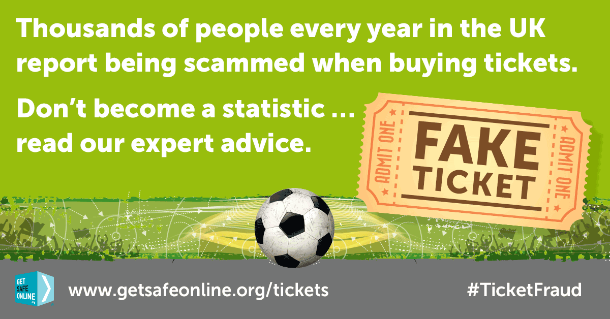 If you think you’ve been a victim of ticket fraud, report it to @actionfrauduk at actionfraud.police.uk or by calling 0300 123 2040. #TicketFraud getsafeonline.org/tickets