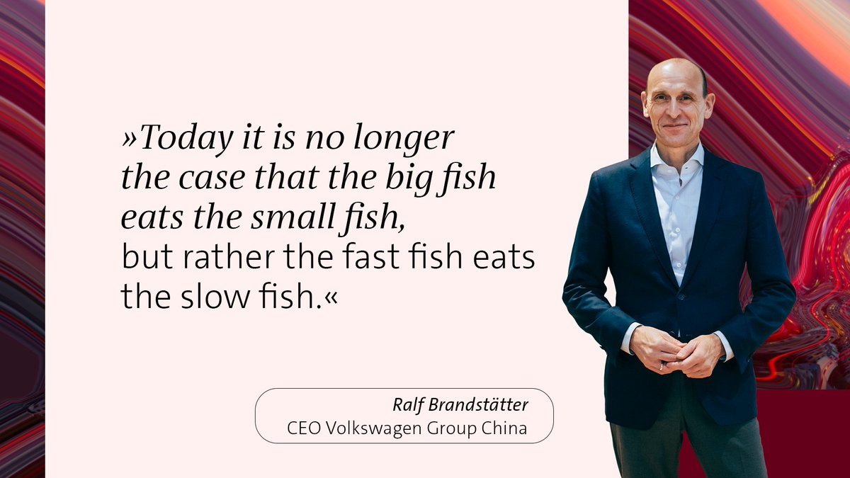 ☝🤓 In China, we are accelerating to “China-Speed”. Ralf Brandstätter, CEO #VolkswagenGroupChina, explains the competitive situation with a maritime metaphor ... 🐟
