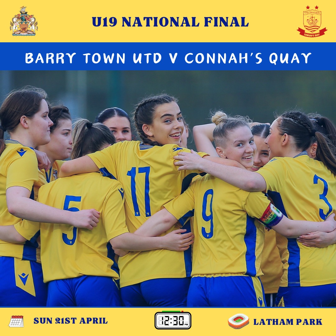𝗨𝟭𝟵 𝗡𝗮𝘁𝗶𝗼𝗻𝗮𝗹 𝗙𝗶𝗻𝗮𝗹 𝗣𝗹𝗮𝘆-𝗢𝗳𝗳

This Sunday will see our U19s play  in the National Play-Off as we take on <a href="/the_nomads/">Connah's Quay Nomads FC</a> U19s for the right to be crowned national champions.

Join us <a href="/BarryTownFans/">Barry Town Fans 🥁🇺🇦🍻</a> in Newtown for a 12:30 kick off 🟡🔵