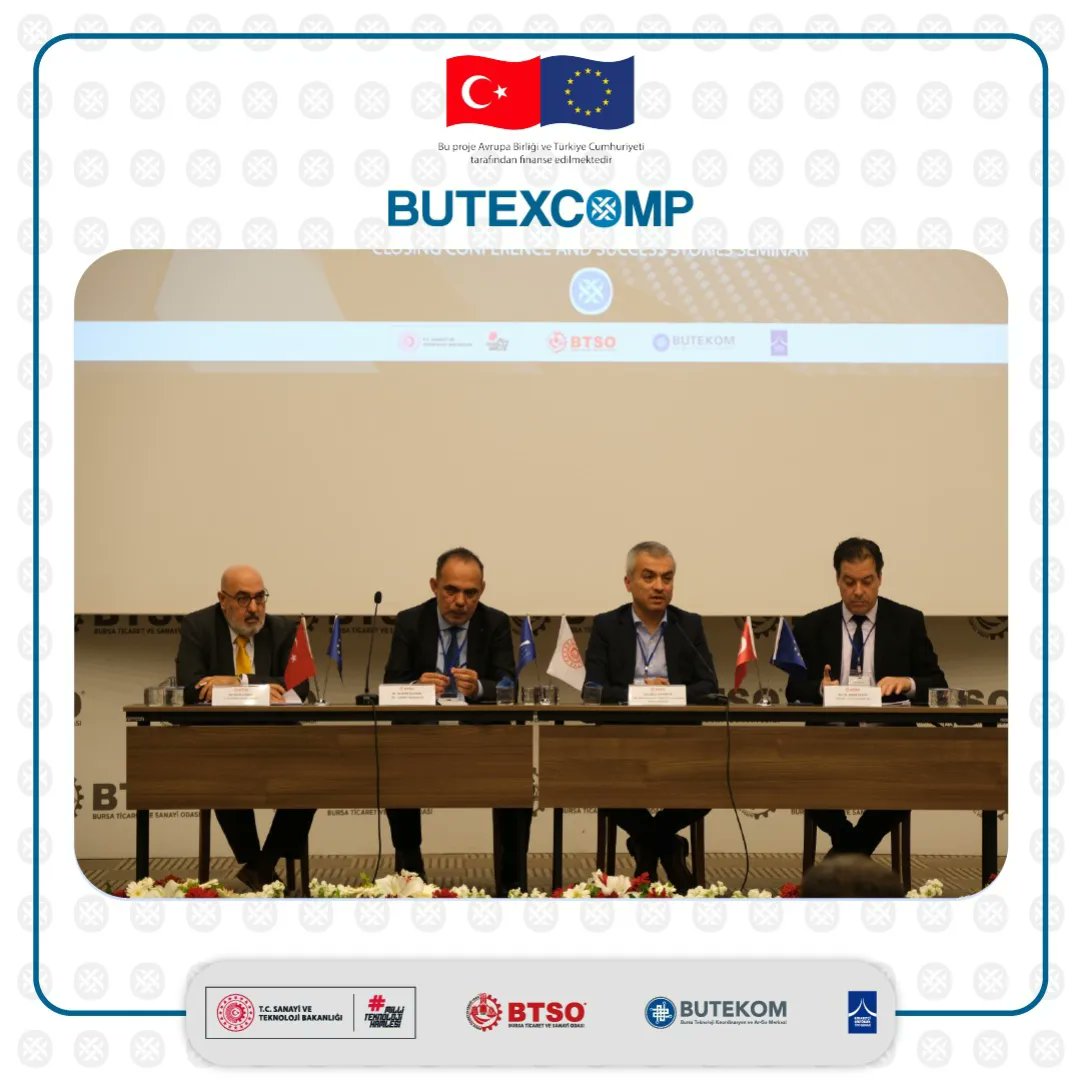 BuTexComp's tweet photo. 2️⃣ Bursa Teknoloji Koordinasyon ve Ar-Ge Merkezi (BUTEKOM) tarafından hayata geçirilen Kompozit Malzeme ve Teknik Tekstil Prototip Üretim ve Uygulama Merkezi Projesi’nin (BUTEXCOMP), kapanış konferansını gerçekleştirdik. https://t.co/3ummCwa4RF